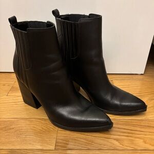 Marc Fisher Black Leather Heeled Booties